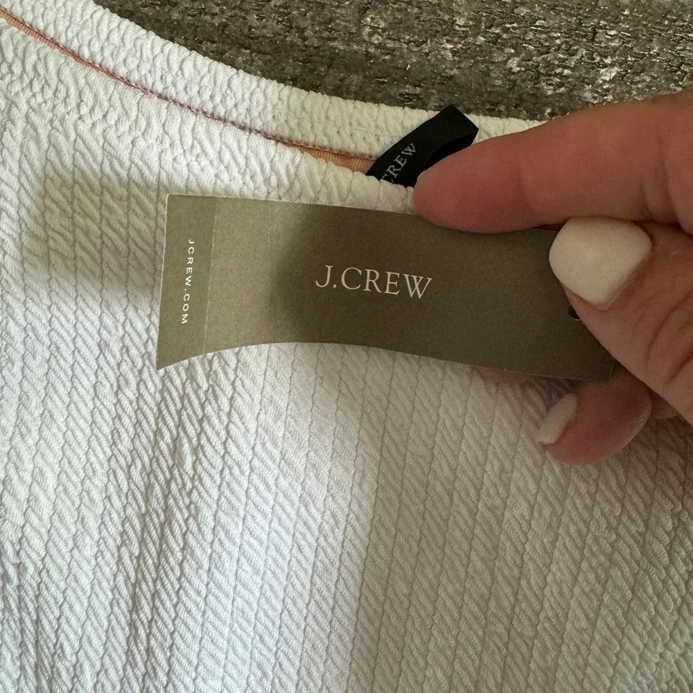 J.CREW‎ NWT Textured curved-waist cheeky bikini bottom white Size L - Picture 4 of 6